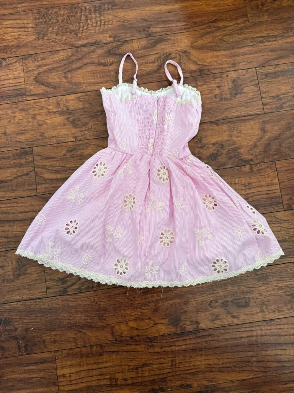 FBZ Flowers by Zoe Girls Pink Lace Trim Spring Summer Embroidered Dress | S(7-8)